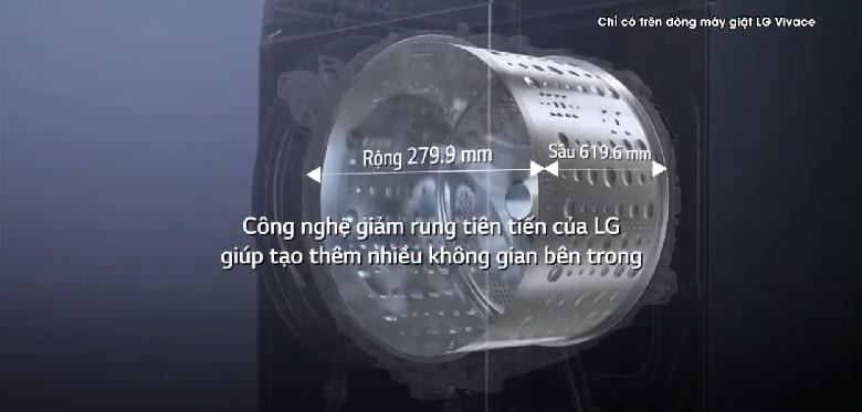 tăng kích thước lồng giặt nhưng vẫn giữ nguyên thể tích máy giặt