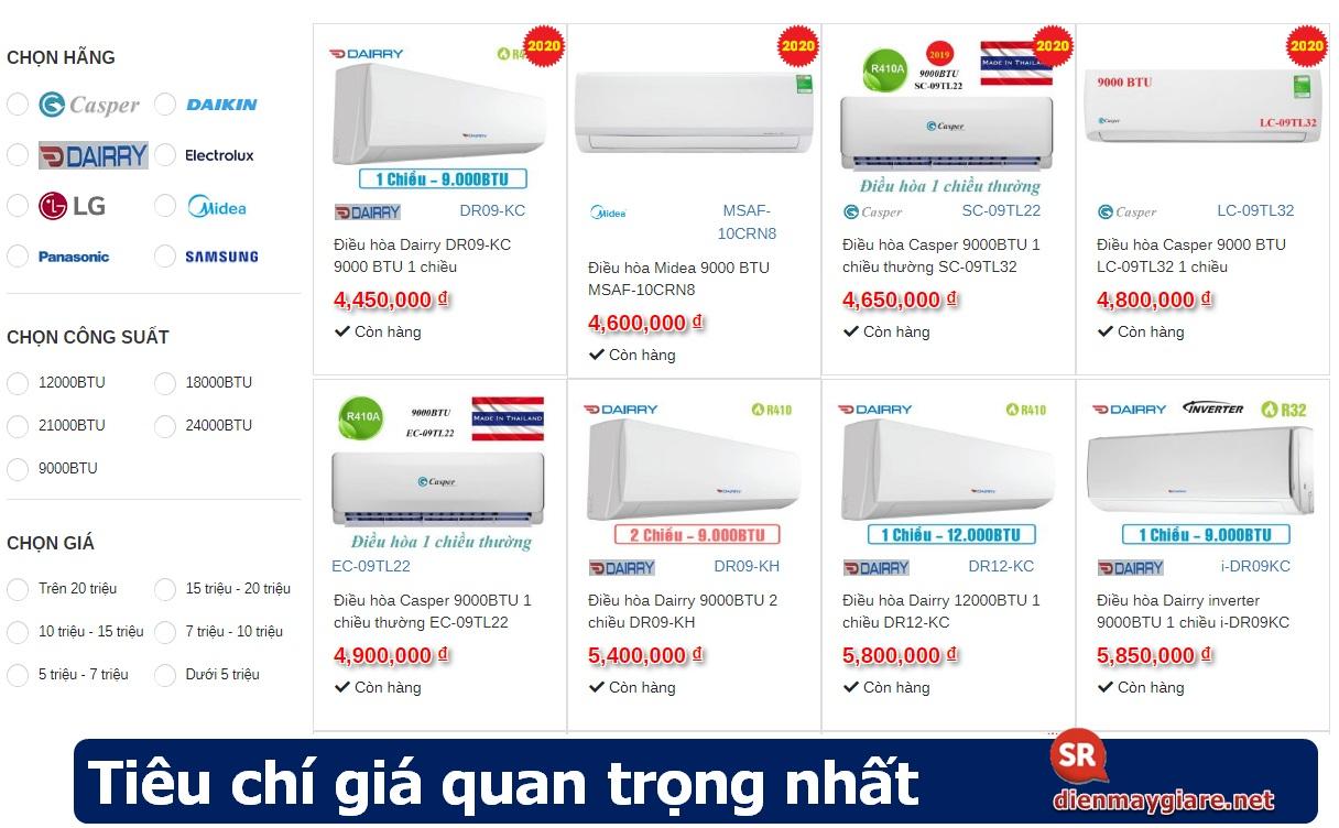 tiêu chí khi chọn mua điều hòa quan trọng nhất