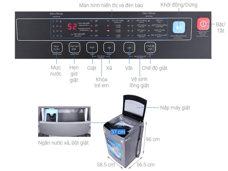 Đánh giá máy giặt Casper 9.5 kg WT-95N68BGA