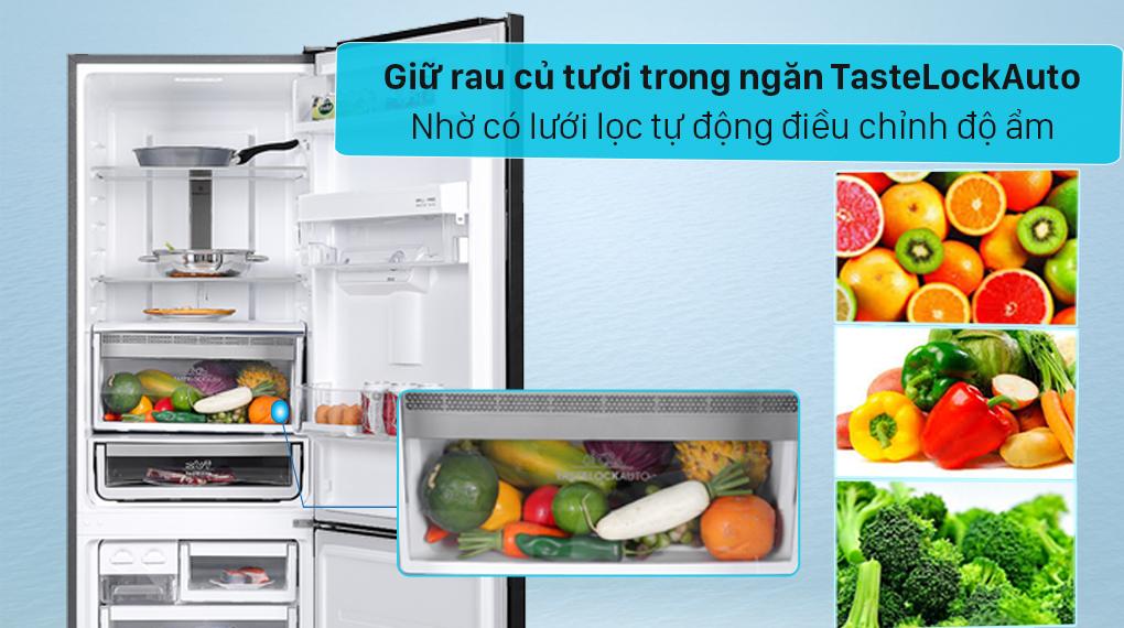 Tủ lạnh Electrolux EBB3742K-H Giữ rau củ tươi lâu trong ngăn TasteLockAuto có lưới lọc tự động điều chỉnh độ ẩm