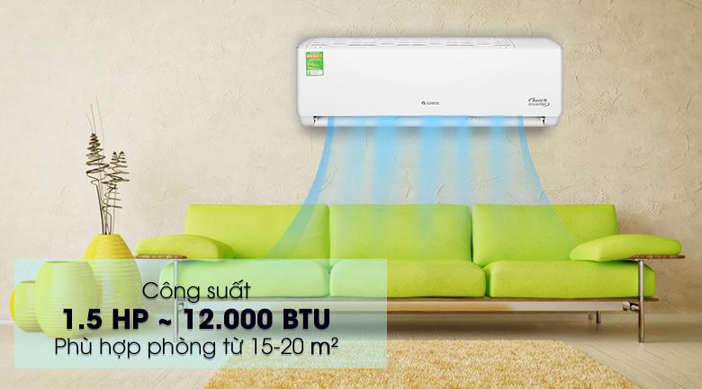 Công suất 12000BTU - 1.5HP sẽ phù hợp diện tích căn phòng từ 15 - 20 mét vuông