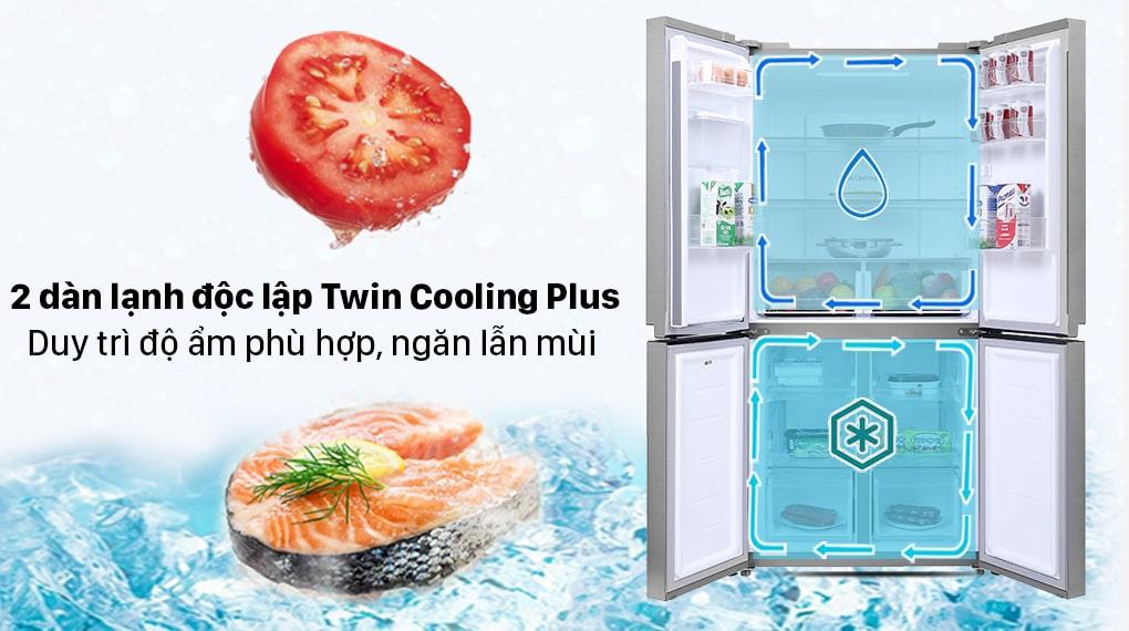 2 dàn lạnh độc lập Twin Cooling Plus duy trì độ ẩm phù hợp, ngăn lẫn mùi