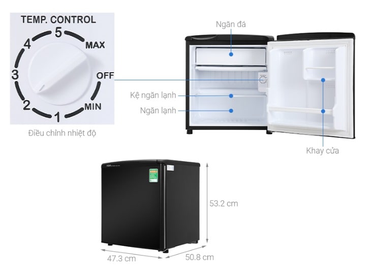 Tủ lạnh Aqua AQR-D59FA (BS) mô tả chi tiết sản phẩm