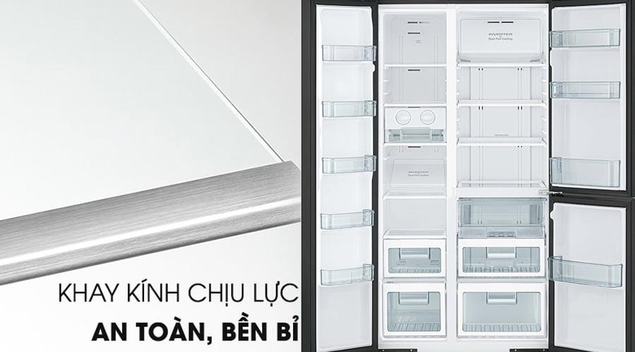 Tủ lạnh Hitachi R-M800PGV0 GBK khay kính chịu lực an toàn