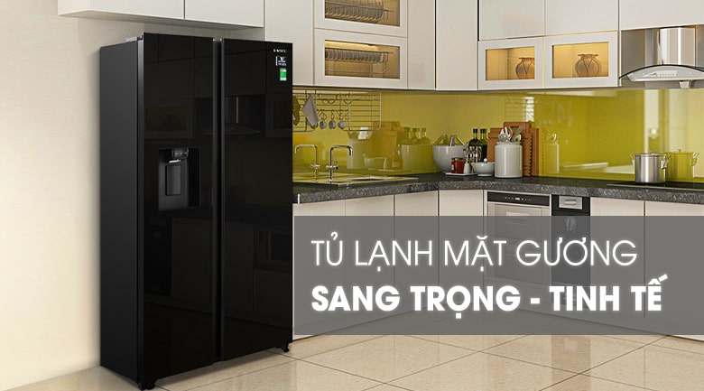 tủ lạnh mặt gương sang trọng, tinh tế