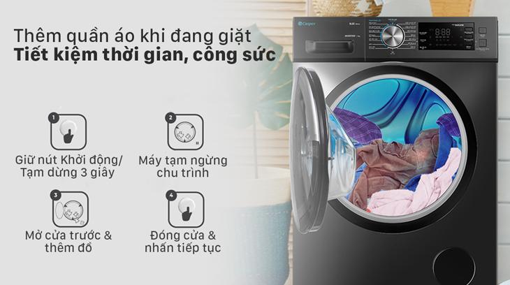 Máy giặt Casper trang bị chức năng thêm quần áo khi đang giặt 