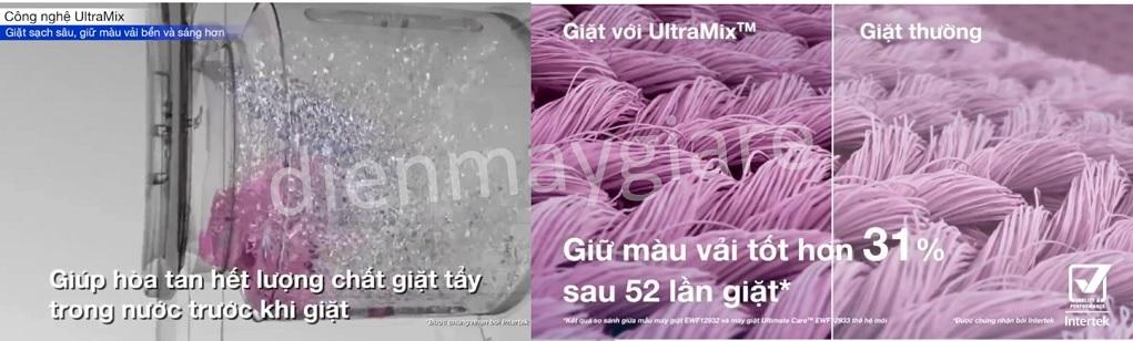 Máy giặt sấy EWW9024P5WB đánh tan bột giặt nhanh chóng, nhờ công nghệ Ultramix