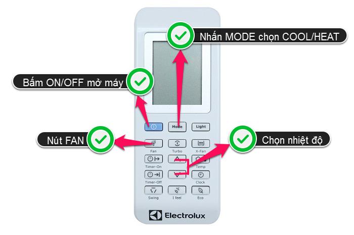 Cách sử dụng điều hòa 2 chiều Electrolux - bật chế độ nóng