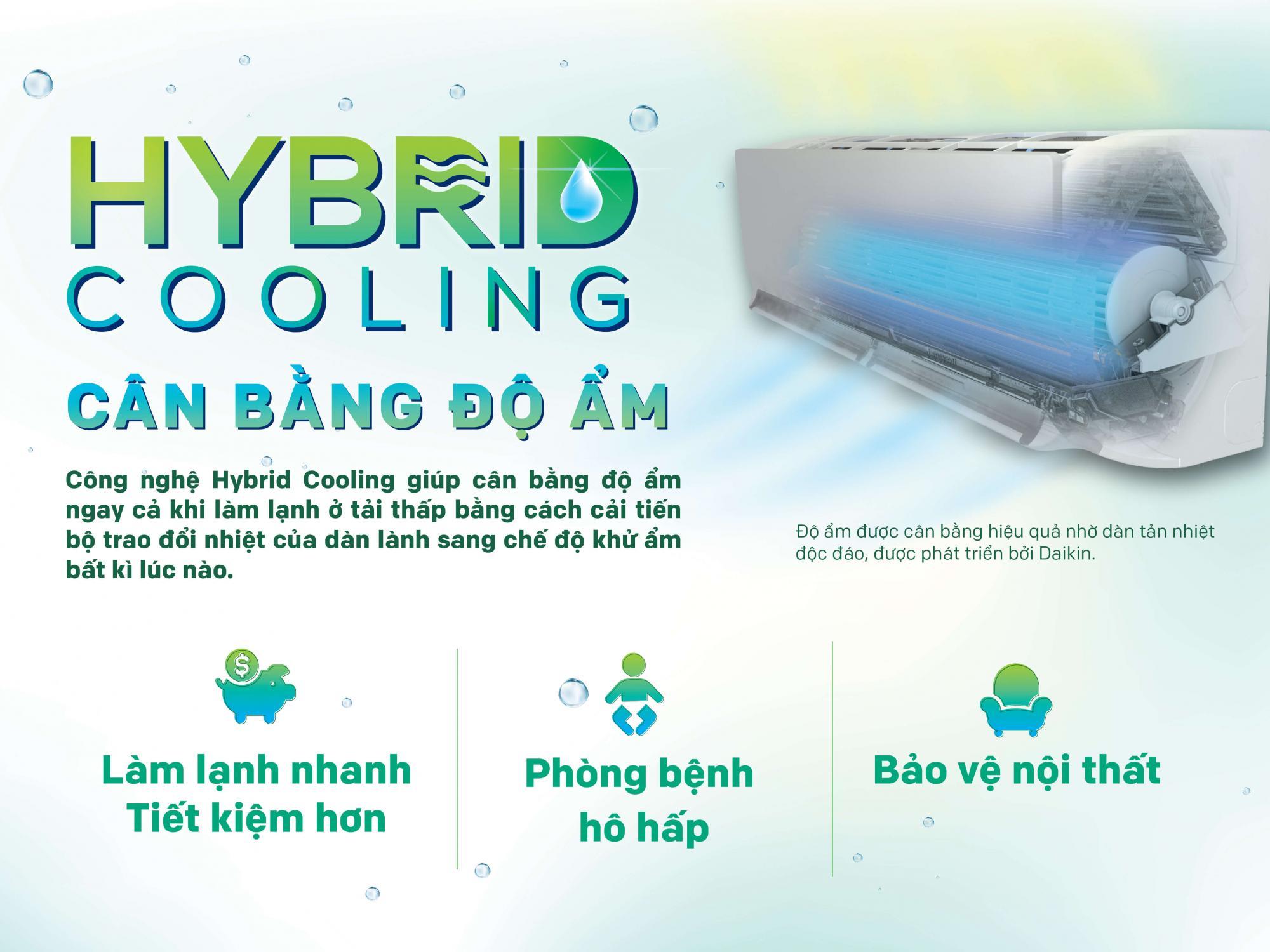 Công nghệ Hybrid Cooling duy trì độ ẩm trên điều hoà Daikin
