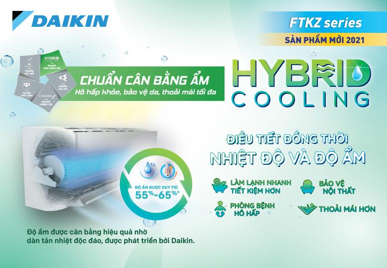 Cân bằng ẩm Hybrid Cooling được trang bị trên điều hoà FTKZ50VVMV.