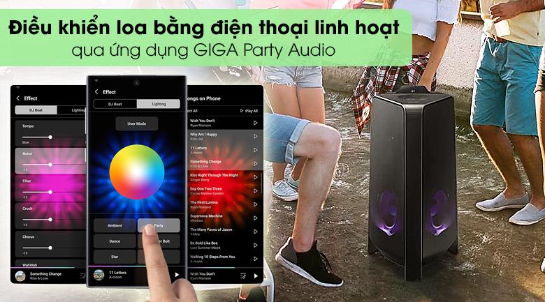 Loa MX-T50/XV điều khiển bằng điện thoại linh hoạt thông qua ứng dụng Giga Party Audio