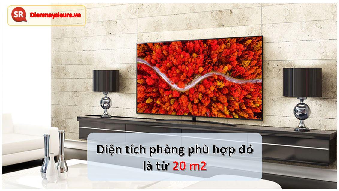 Tivi 50″ LG phù hợp với phòng bao nhiêu m2?