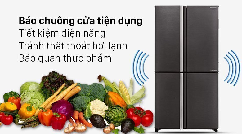 tủ lạnh sharp 4 cửa 404 lít sj-fx420v-ds (xám đen)