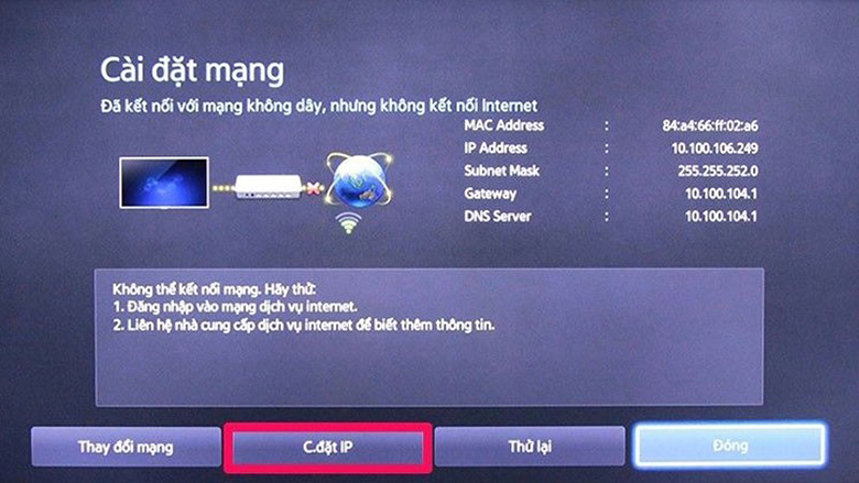 Tivi Samsung không kết nối được wifi 1