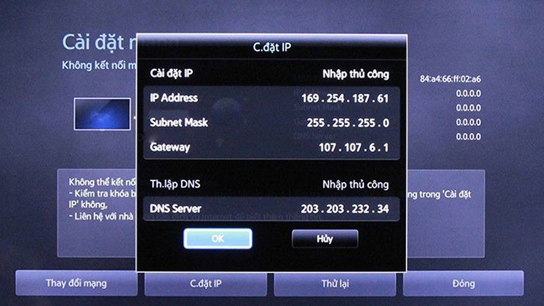Tivi Samsung không kết nối được wifi 4