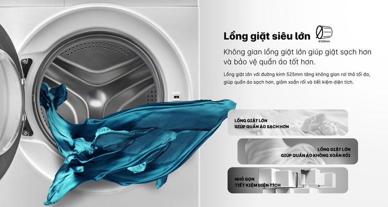 Máy giặt Aqua Inverter 11 kg AQD-D1103G.BK lồng ngang - Giặt tới 11kg với lồng giặt siêu lớn