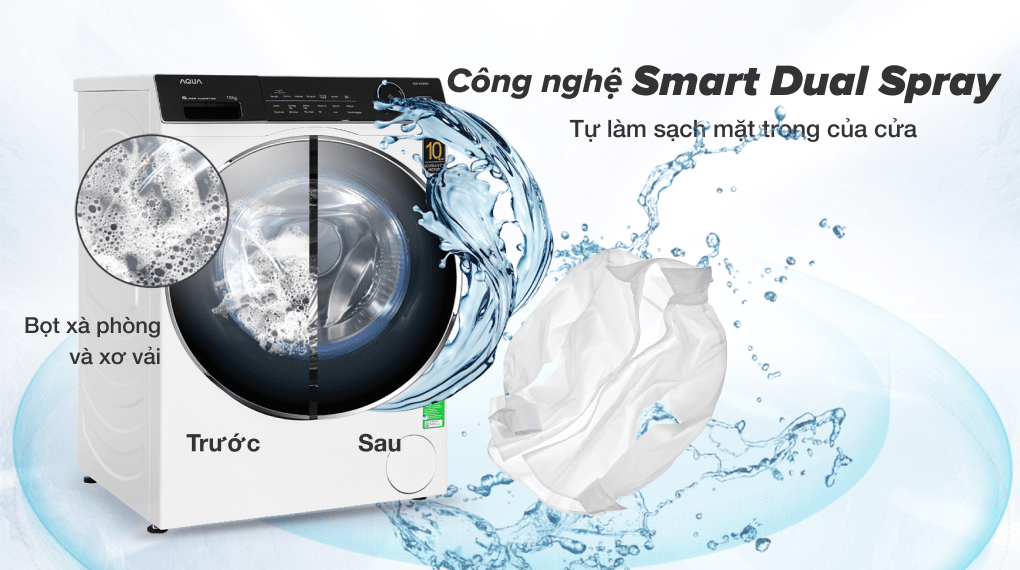 Máy giặt Aqua Inverter 10 KG AQD-A1000G W - Smart Dual Spray