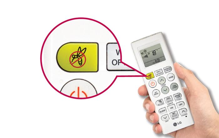 Nhấn nút đuổi muỗi trên điều khiển Nhấn nút đuổi muỗi trên điều khiển