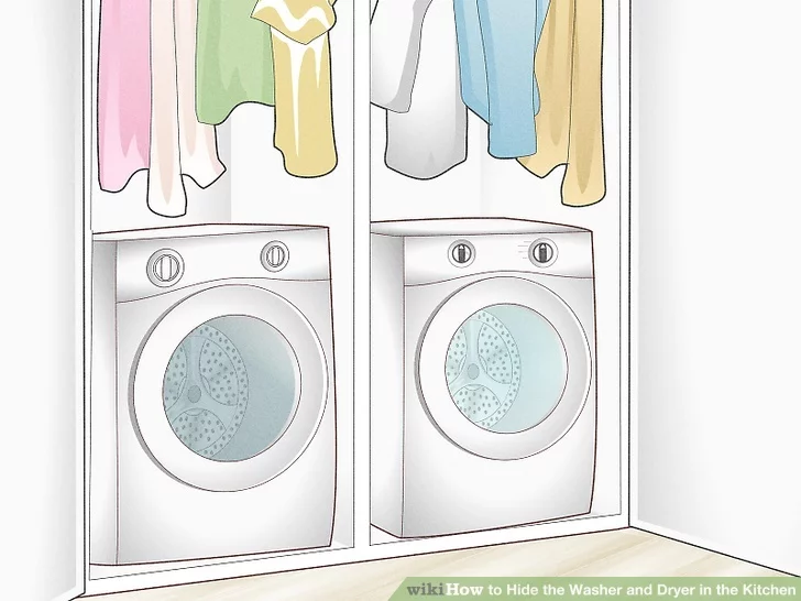 Cách giấu máy giặt và máy sấy trong tủ quần áo