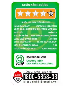Điều hòa Mitsubishi MSY/MUY-JW60VF - hình số 5