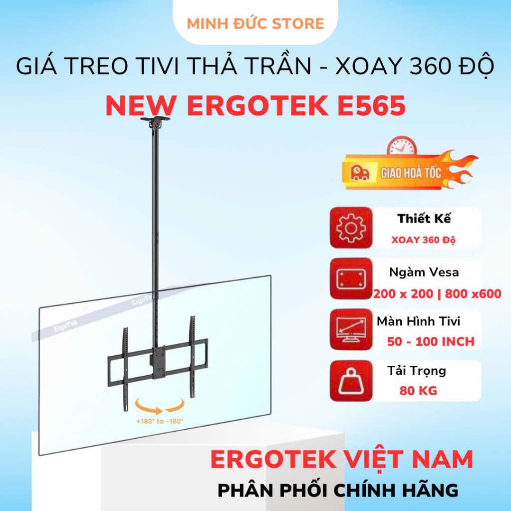 Giá treo tivi ERGOTEK E565 Giá treo tivi thả trần ERGOTEK E565 xoay 360 độ 50-100 inch