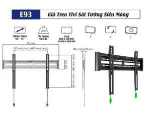 Giá treo tivi ERGOTEK E93 sát tường siêu mỏng | 40-75 inch